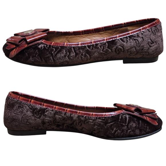 Marc Jacobs Burgundy Wine Brown Embellished Velvet Flats Ballet Shoes Women's 8 - Picture 1 of 5